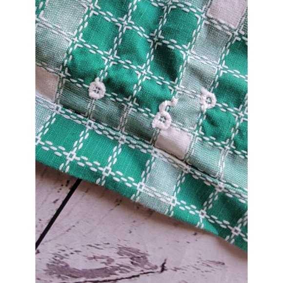 Vintage Green Checked Plaid Half Waist Arpon Great Details Countrycore Farmhous - Picture 13 of 14